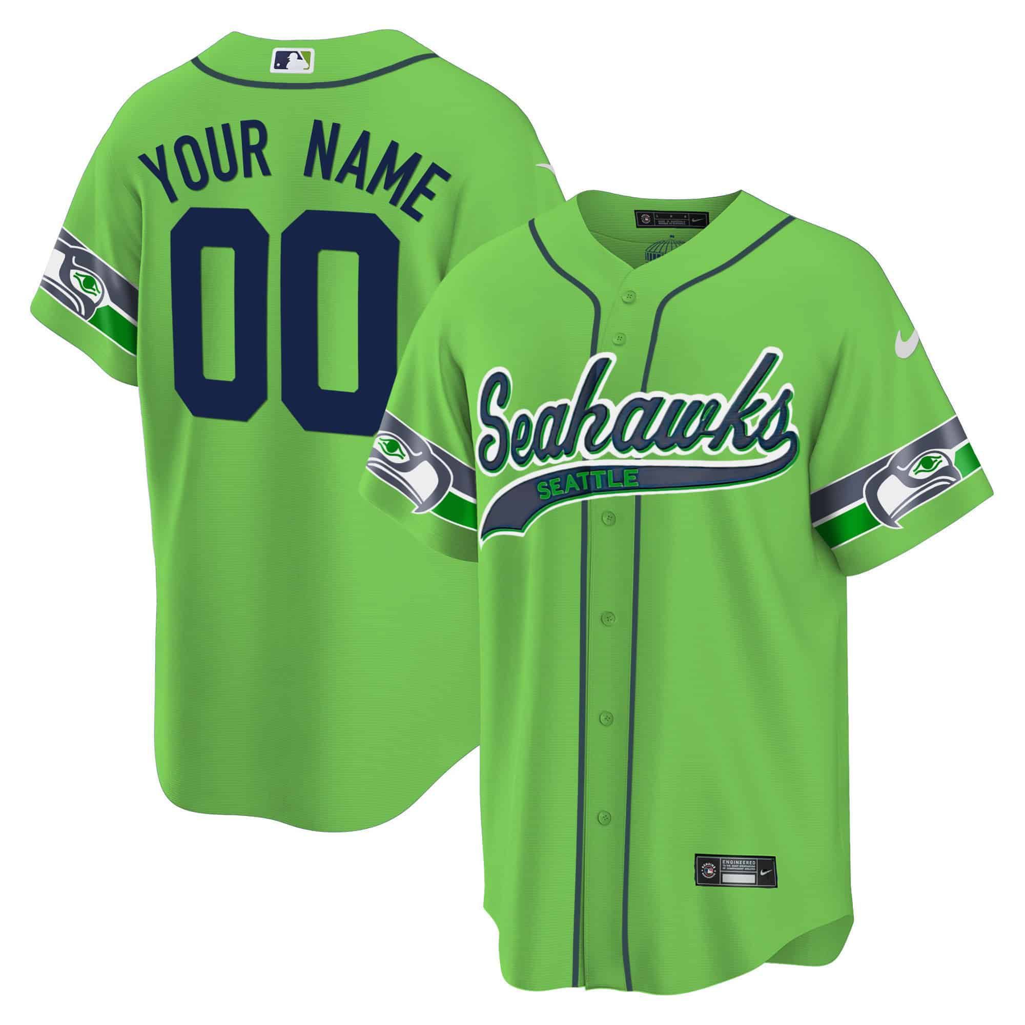 Men Seattle Seahawks Green 2024 Nike Throwback Gold Cool Base Custom NFL Jersey